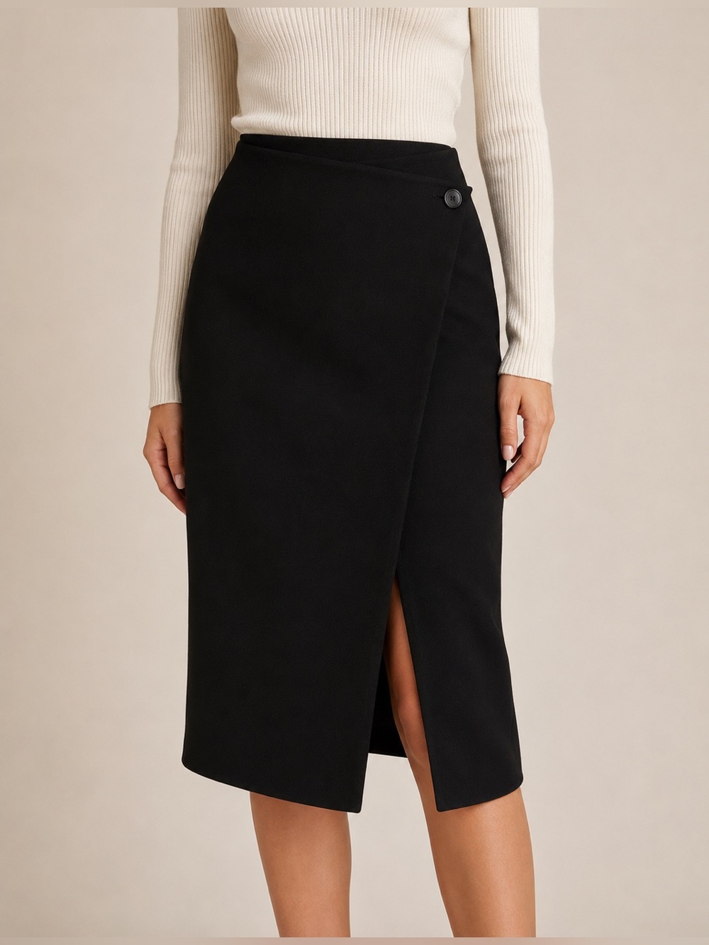 Alex Mill Parker Wool Blend Wrap Midi Skirt Black Size 6